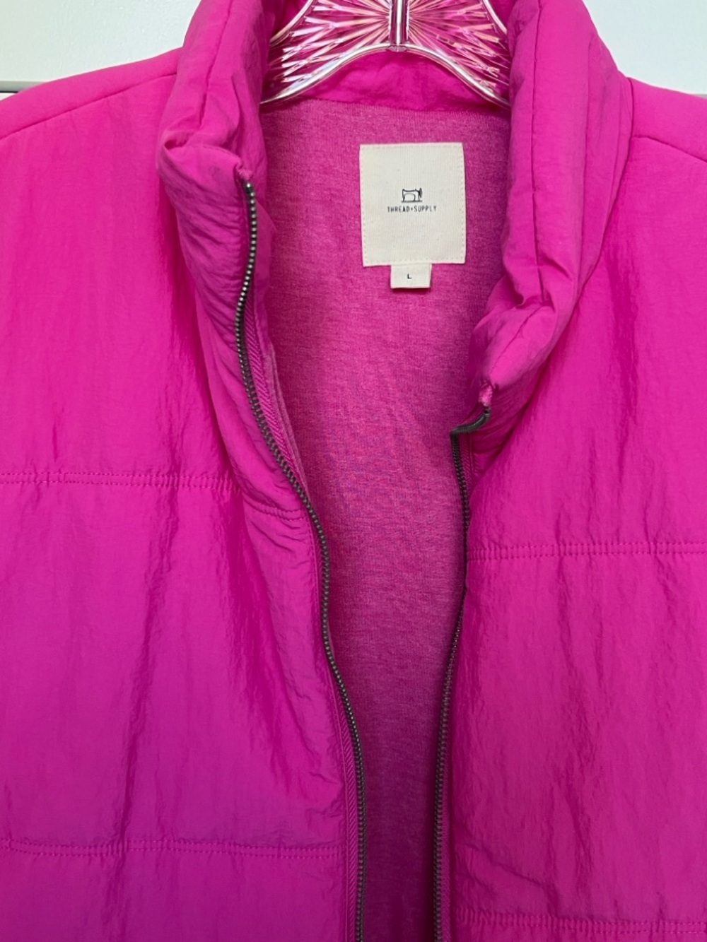Thread & Supply Hot Pink Quilted Puffer Vest - Picture 3 of 4